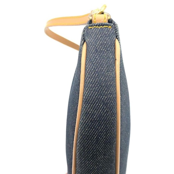 AUTH DIOR Y2K DARK DENIM & TAN LEATHER MINI SADDLE BAG VINTAGE EUC POUCHETTE - Picture 13 of 17